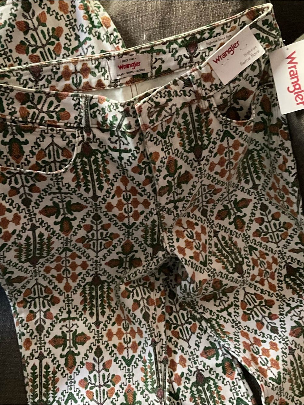 NWT Wrangler highrise fierce flare vintage floral boho jeans women’s 12 31X32 - Picture 2 of 10